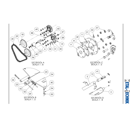 Guma zbrojona 6x130x1600 mm do posypywarki 1800 mm